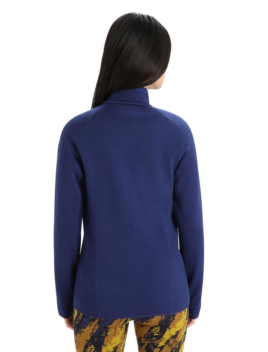 Women's Icebreaker RealFleece™ Merino Elemental Long Sleeve Zip Hoodie Royal Navy | CA 1282ILHS